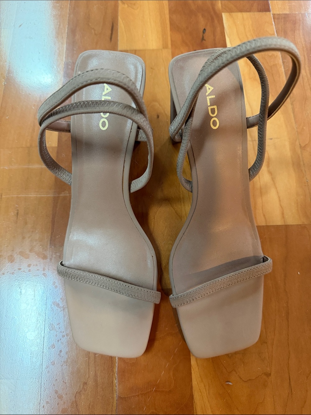 ALDO Beige Strappy Square-Toe Heels